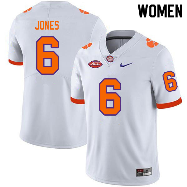 Women #6 Sheridan Jones Clemson Tigers College Football Jerseys Sale-White - Click Image to Close